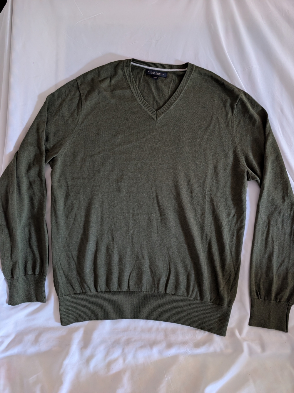 Banana Republic Olive Green Silk Cashmere V-Neck Sweater